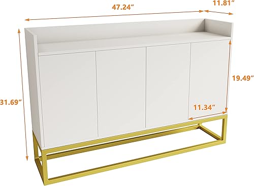 Miniatura 2 de LUMISOL Aparador de entrada, aparadores modernos y buffets con almacenamiento de 4 puertas para sala de estar, cocina, aparador elegante y funcional