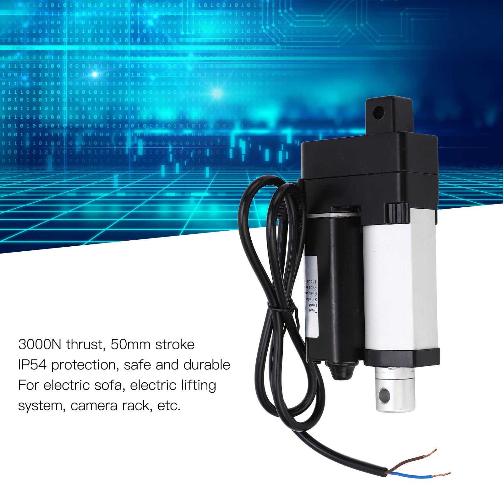 Electric Motor Actuator 3000N, L Motion Actuator with 50mm ke, IP54 lectric for ing System, Industrial Equipment, Bed, Sofa, or (24V)