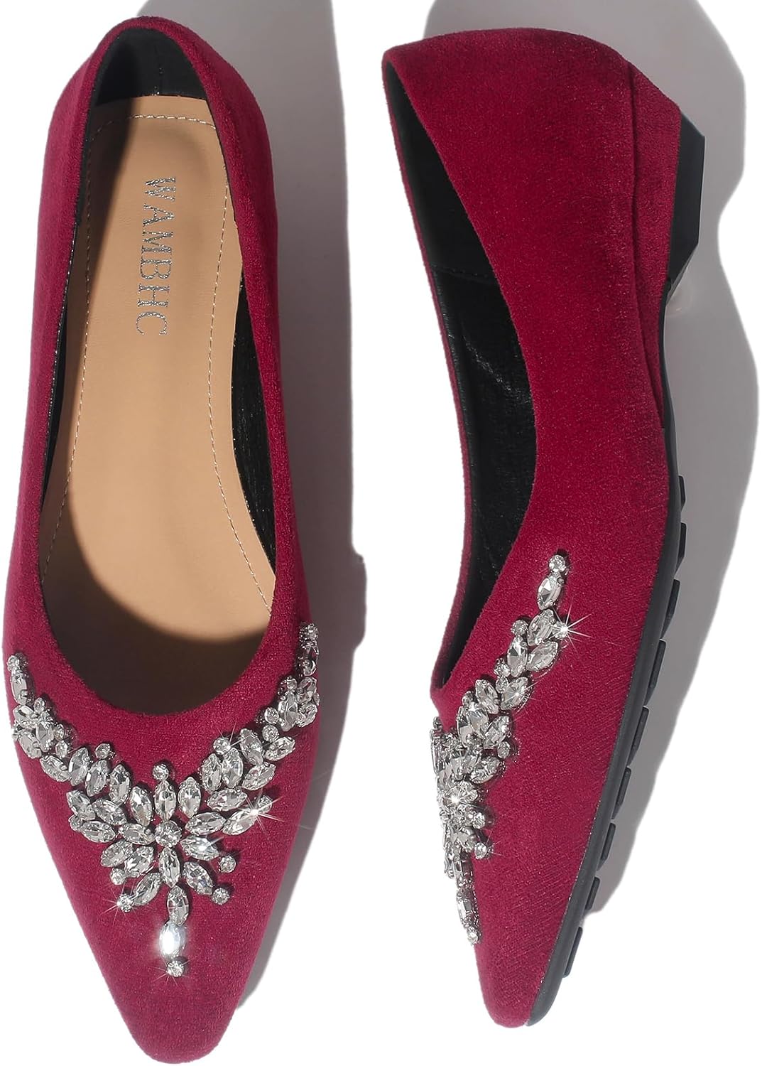 Dressy Wedge Flats for Women Rhinestones Pointed Toe Slip on Women Flats for Dressy Casual Office Work