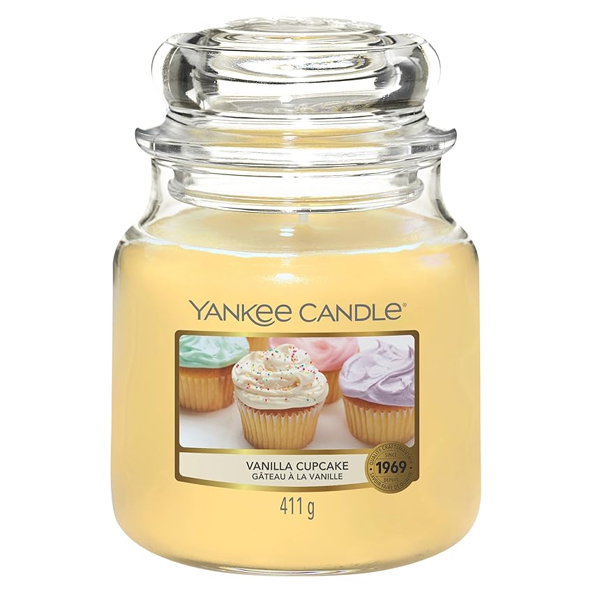 Yankee Candle Candela, Giallo (Cupcake alla Vaniglia), Candele in Giara Media