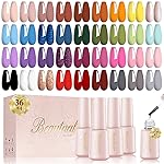 Beautpal 40 PCS Gel Nail Polish Set All Seasons Collection 36 Colors Gel Polish 7ml Popular Nude Pink Pastel Nail Polish Starter Kit for Nail Art DIY at Home