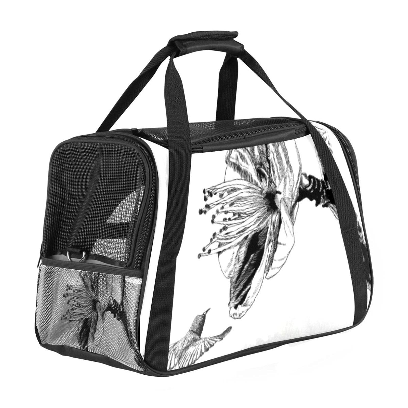 Sac de transport pour animal domestique chat et chien avec motif fleuri imprimé oiseaux