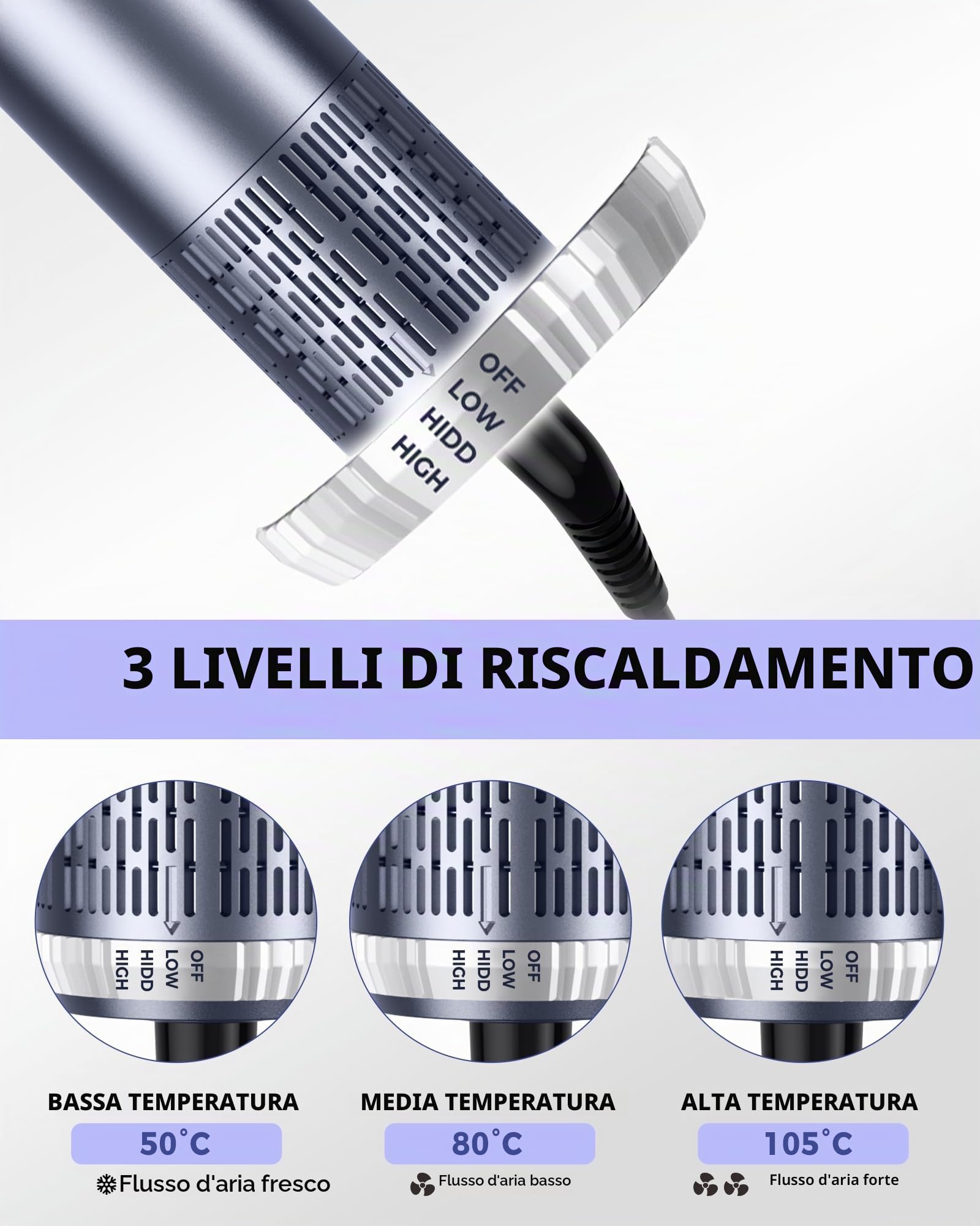 6 in 1 Air Styler & Spazzola Asciugacapelli Spazzola Asciugacapelli Multifunzione 6 IN 1 Asciugacapelli Air Styler Con Spazzola Lisciante Ferro Arricciacapelli ad aria Calda, Styling