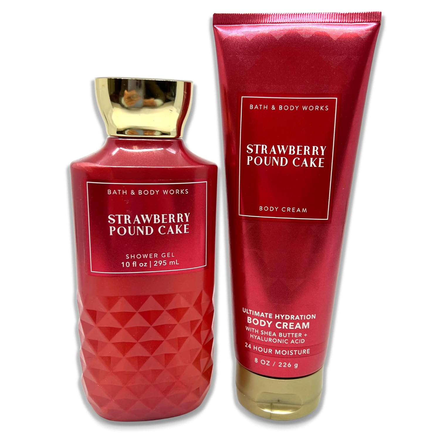 Bath & Body Works – Strawberry Pound Cake – 2 Piece bundle – Shower Gel 10 fl oz and Ultimate Hydration Body Cream 8 oz