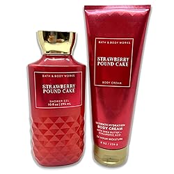 Bath & Body Works - Strawberry Pound Cake - 2 Piece bundle - Shower Gel 10 fl oz and Ultimate Hydration Body Cream 8 oz