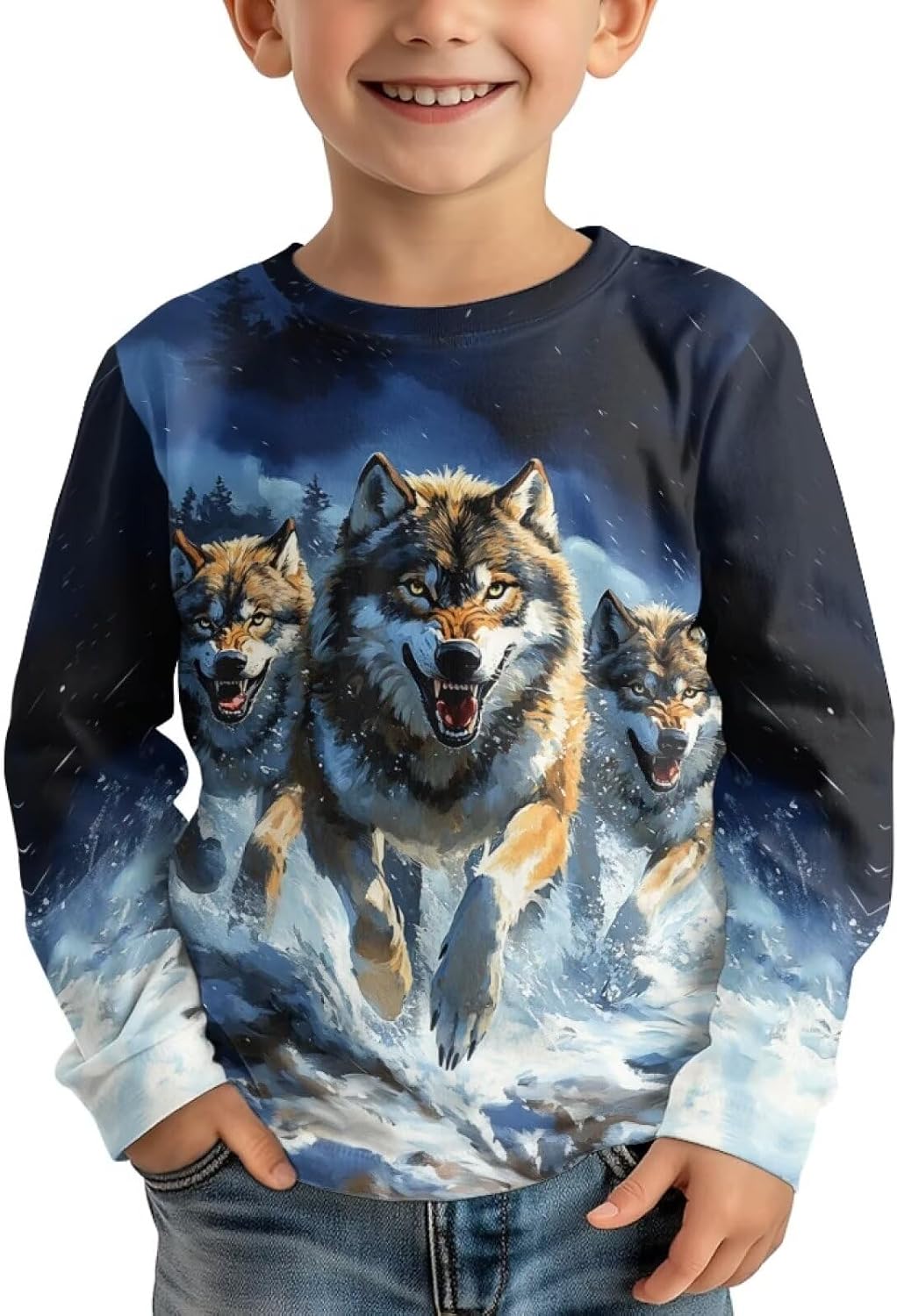 Long Sleeve Crew Neck T Shirt for Boys 3-16Y Tee Tops Casual Shirt Athletic T-Shirt Fall Clothes