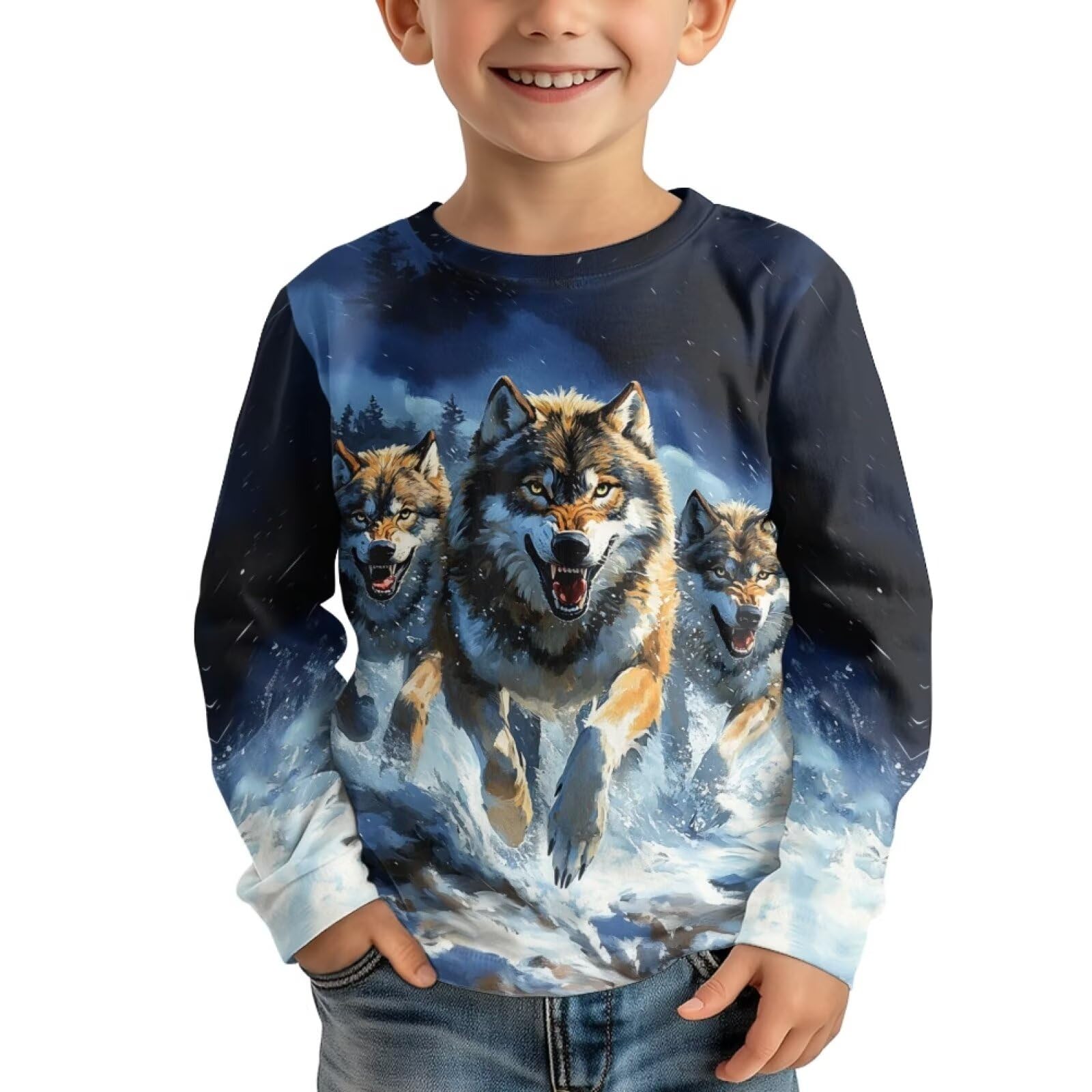 Guosanchn Long Sleeve Crew Neck T Shirt for Boys 3-16Y Tee Tops Casual Shirt Athletic T-Shirt Fall Clothes