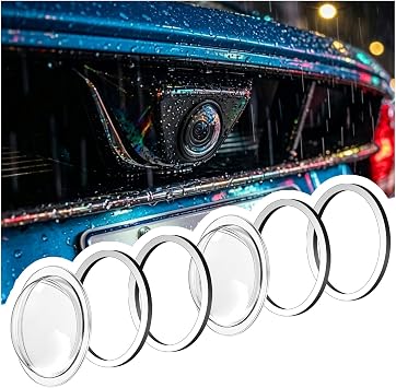 Car Camera Protective Cover for Mitsubishi Mirage 2012-2022, Clear Lens Protector Shield with Adhesive Rings Waterproof Backup Camera Cap,4