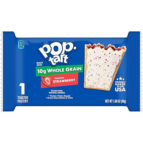 Miniatura 6 de Pop-Tarts Pasteles tostadores, hechos con grano entero, almuerzo escolar, fresa esmerilada (120 tartas)