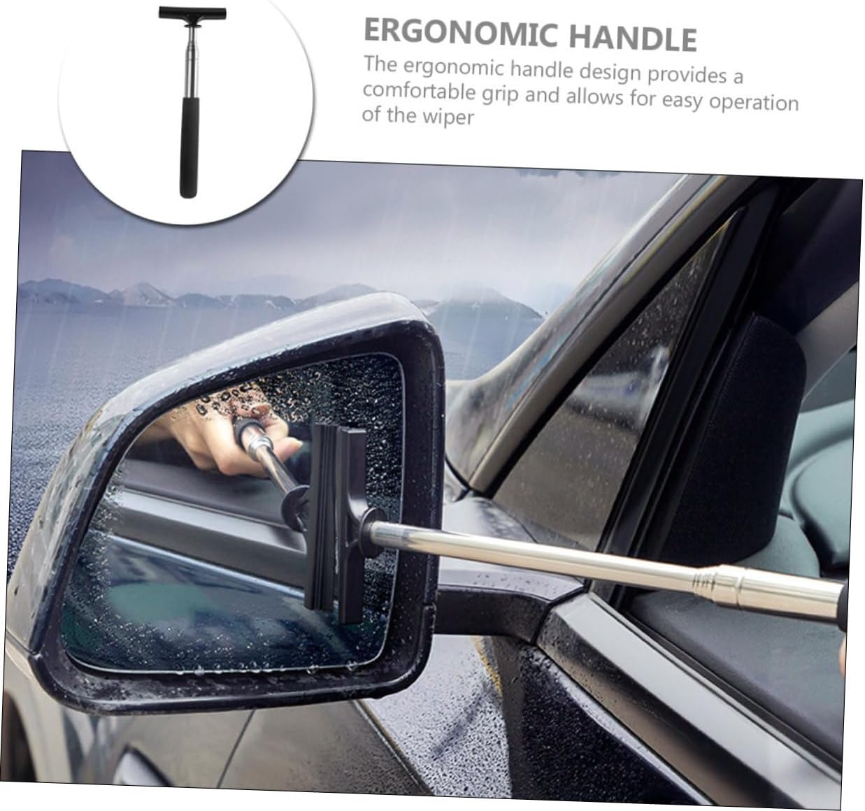 Cabilock Retractable Car Mirror Squeegee Cleaner Windshield Cleaning Tool Rearview Mirror Wiper for Car