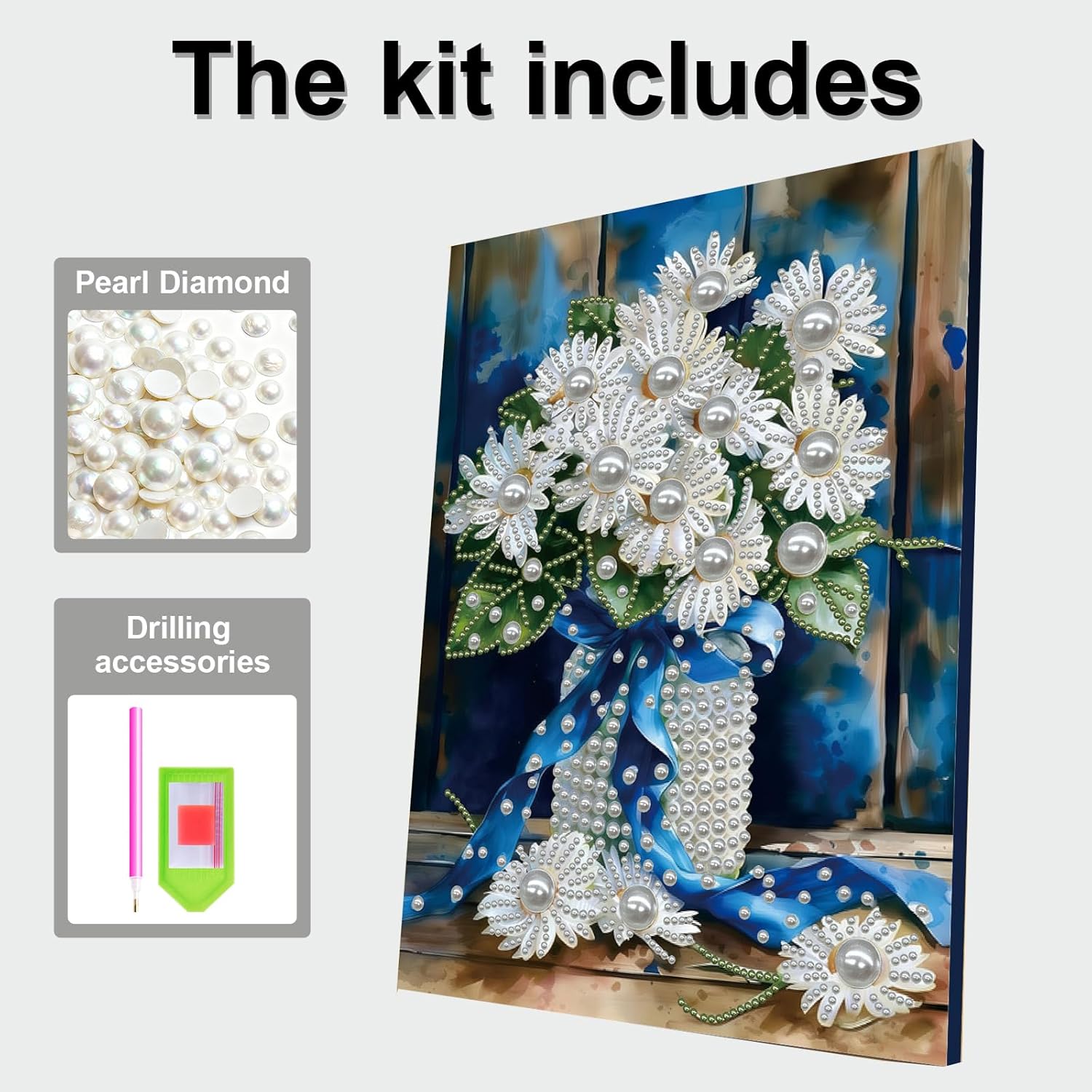 POETRYDRAW DIY Diamond Pearl Painting Kit for Adults Vase, Beginner Friendly Craft Kits with Frame 30x40cm, Home Decor Housewarming Gift, Diamond Dots Beads Canvas Art for Wall Decor