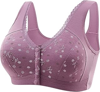 Bras for Older Women Front Closure No Underwire Full Coverage Push up Bra Plus Size Wireless Comfortable Everyday Bra