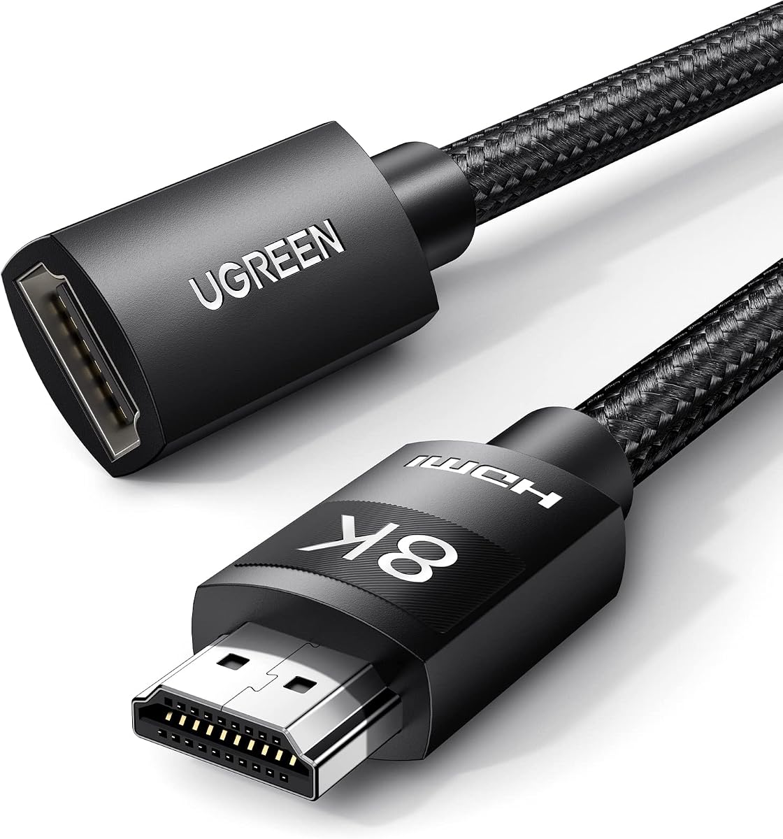 Cable de extensión UGREEN HDMI Extender 8K 10K 2.1 Cable de extensión macho a hembra 6.6 PIES | Ultra alta velocidad, compatible con 4K, compatible con MacBook Pro 2023/PS5/Xbox Series X, compatible con Roku TV/UHD TV/Blu-ray