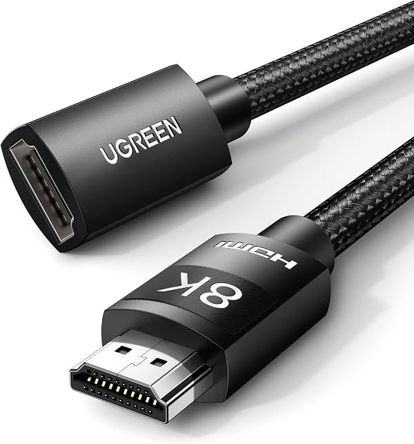 Extensor HDMI UGREEN 8K 10K Cable 2.1 Macho a Hembra Cable de Extensión 6.6FT | Ultra Alta Velocidad, Compatible con 4K, MacBook Pro 2023/PS5/Xbox Series X, Roku TV/UHD TV/Blu-ray
