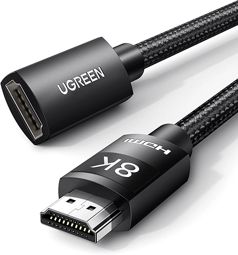 UGREEN Extensor HDMI 8K 10K Cabo de extensão HDMI 2.1 Cabo de ultra alta velocidade Adaptador 4K HDMI macho para fêmea compatível com MacBook Pro 2023/PS5/Xbox Series X/Roku TV/UHD TV/Blu-ray