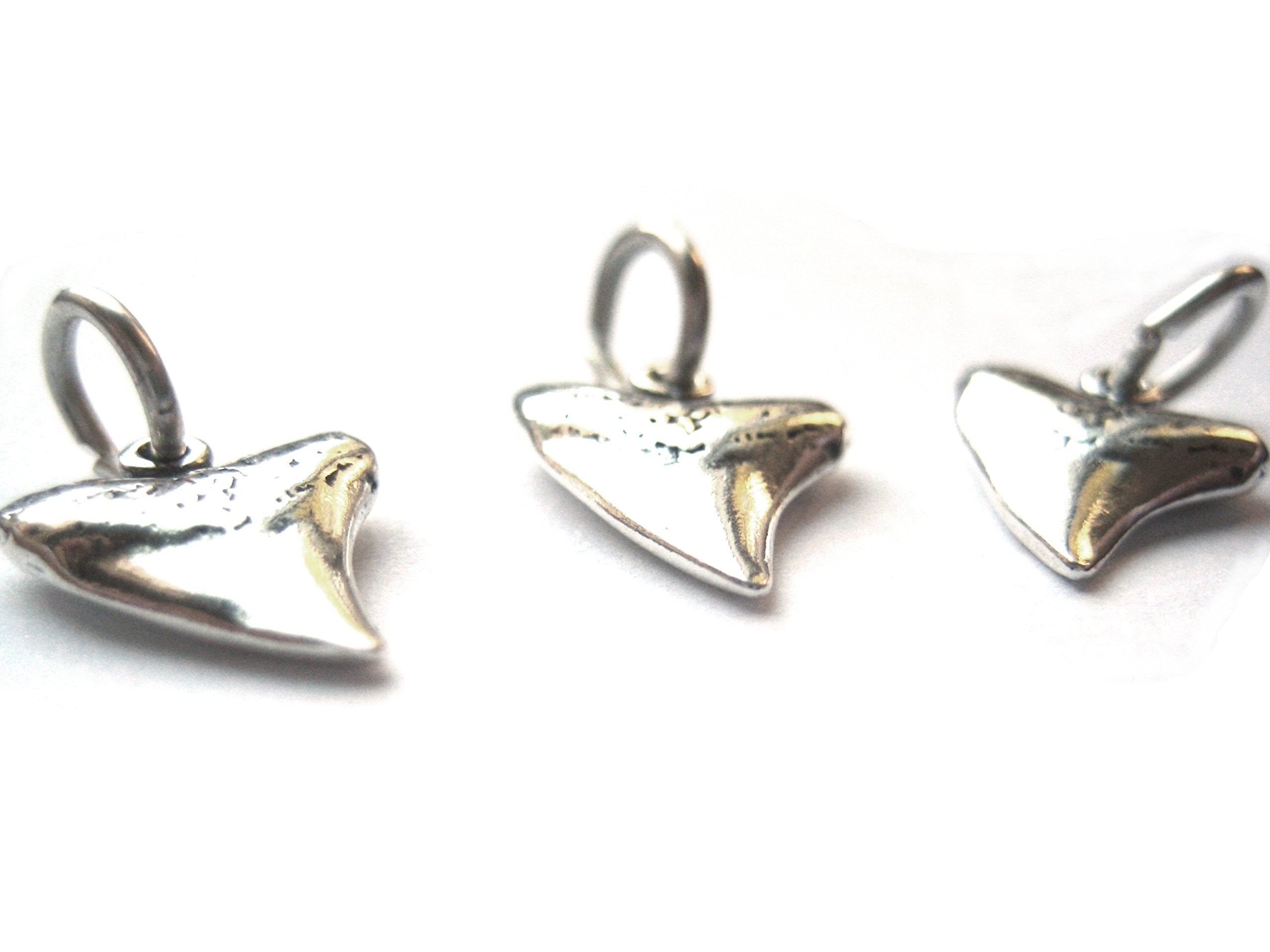 3 Qty. Shark Tooth Charm (13x10mm) .925 Sterling Silver by JensFindings