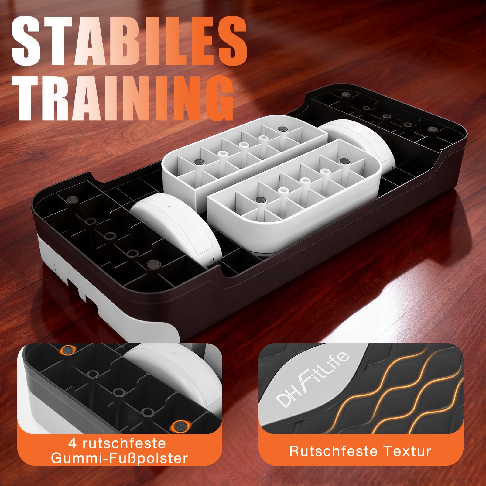 DH FitLife Stepper Für Zuhause | Verstellbares Steppbrett 10/15 cm | Aerobic Stepbenches & Step Up Brett mit Balance-Training | Trittstufe Für Stepper Fitness & Koordinationstraining