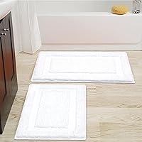 Vista 19 de SHACOS Juego de 2 alfombras de baño suaves y esponjosas de color blanco de 16 x 24 + 20 x 32 pulgadas, alfombras de baño antideslizantes y lavables