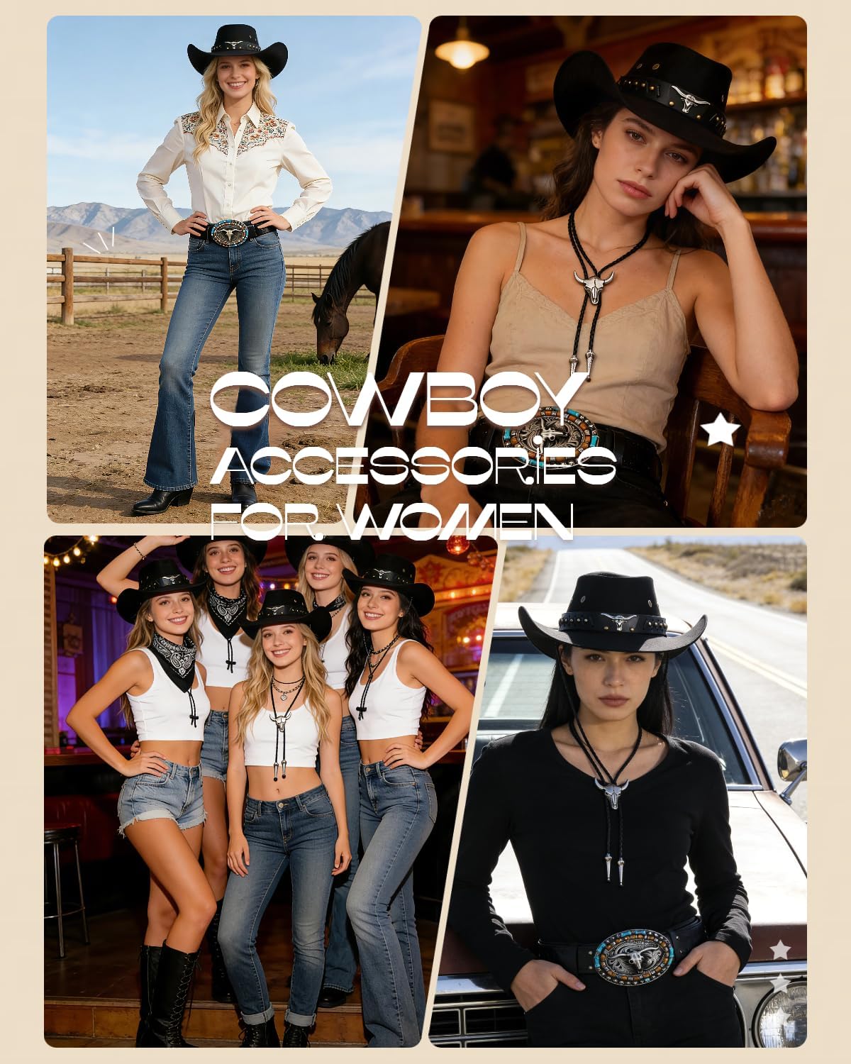 7pcs Western Cowboy Costume Outfit for Men Women Cowboy Hat Belt Accessories for Halloween Cowboy Party Cosplay