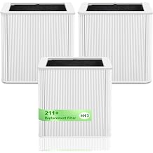 3 Pack 211+ Replacement Filter Compatible with Blue Pure 211+ Air Cleaner Purifier, 2 Stage Filtration System of H13 and Activated Carbon Filter