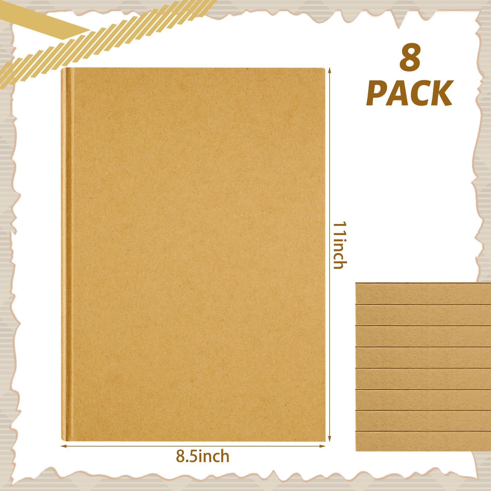 Henoyso Lot de 8 carnets vierges en vrac - 100 feuilles/200 pages - 27,9 x 21,6 cm - Carnet de croquis en kraft non ligné - Couverture rigide pour écrire, dessiner - Cadeaux pour étudiants, école