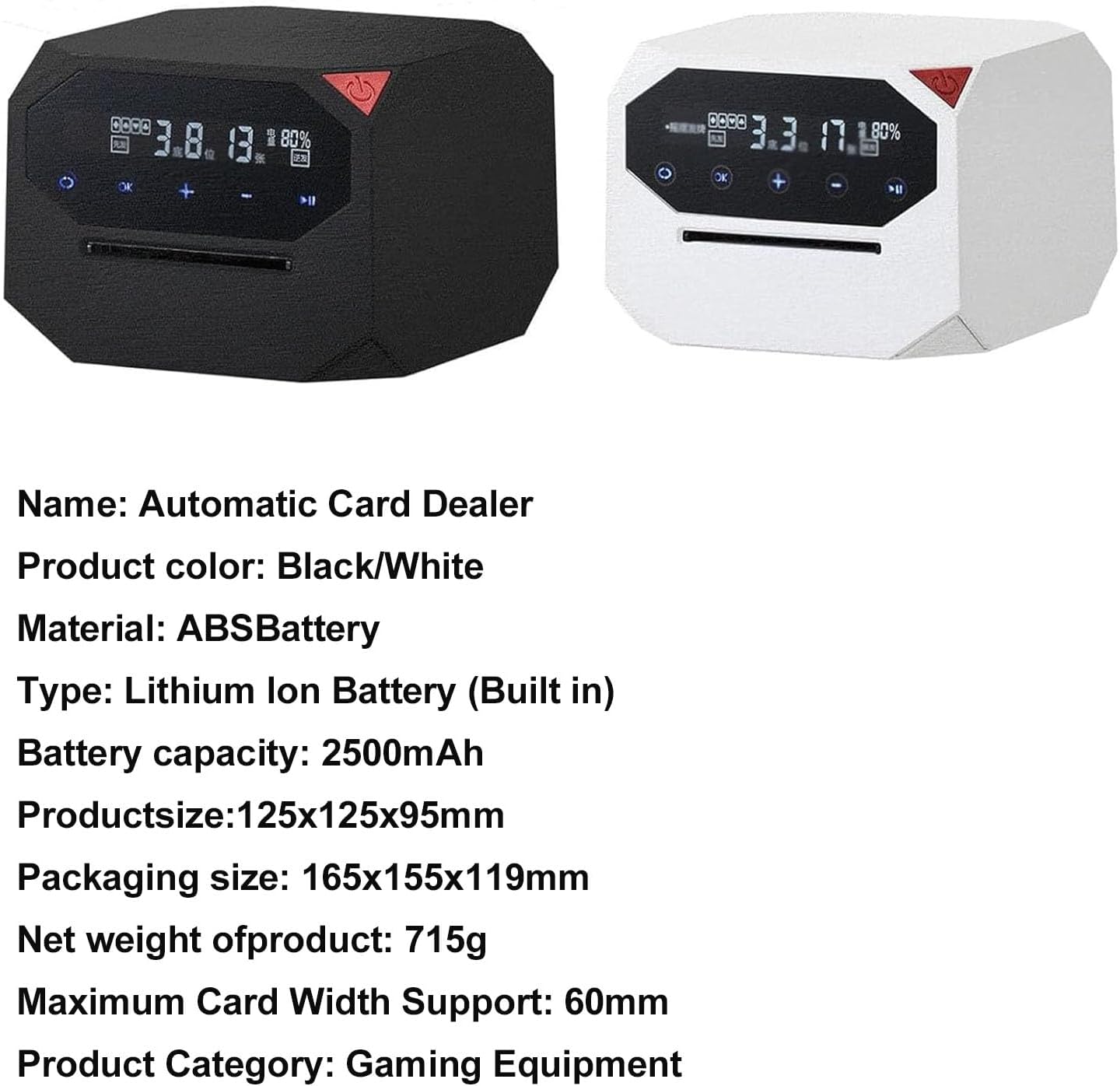 Automatic Card Shuffler and Dealer Rechargeable Portable Card Dealing Machine for 1–2 Decks 180°/360° Rotating Design Multiple Dealing Modes Ideal for Poker Blackjack UNO