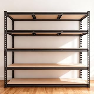48W Garage Shelving,3250 LBS Heavy Duty Garage Shelves,5-Tier Adjustable Storage Shelves,Easy Assembly Industrial Shelving Unit for Garage,Basement,Warehouse, Pantry (72"*48"*18.9)
