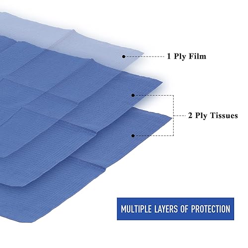 Miniatura 79 de JMU Baberos Dentales 1000, Tejido de 2 Capas Película de 1 Capa, Baberos Dentales Desechables a Granel, Baberos para Tatuajes de 13" x 18" Azules