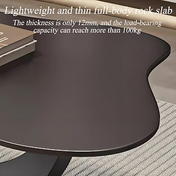 Irregular Indoor Tea Table, Modern Cloud Coffee Table, Abstract Coffee Table for Living Room, Unique Accent Desk for Small Spaces, Dining, Room, Bedroom, Office (Single, Black+White, 39.4*23.6*15.7in)