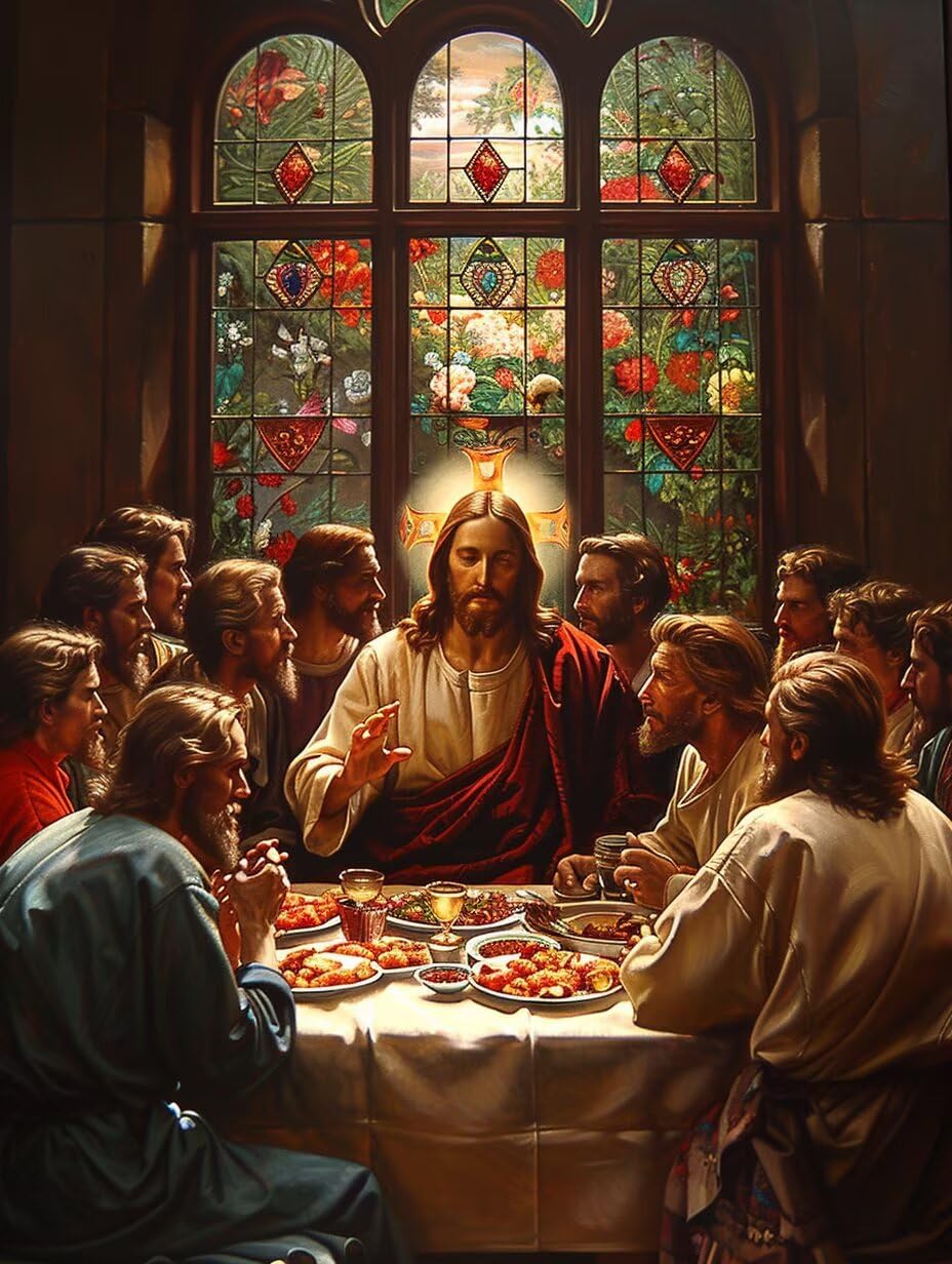 The Last Supper Zestawy artystyczne dla dorosłych, 5D Food Diamond Painting, zestawy do haftu krzyżykowego dla dorosłych, zestawy artystyczne z kryształami górskimi, hobby dla kobiet, prezenty do