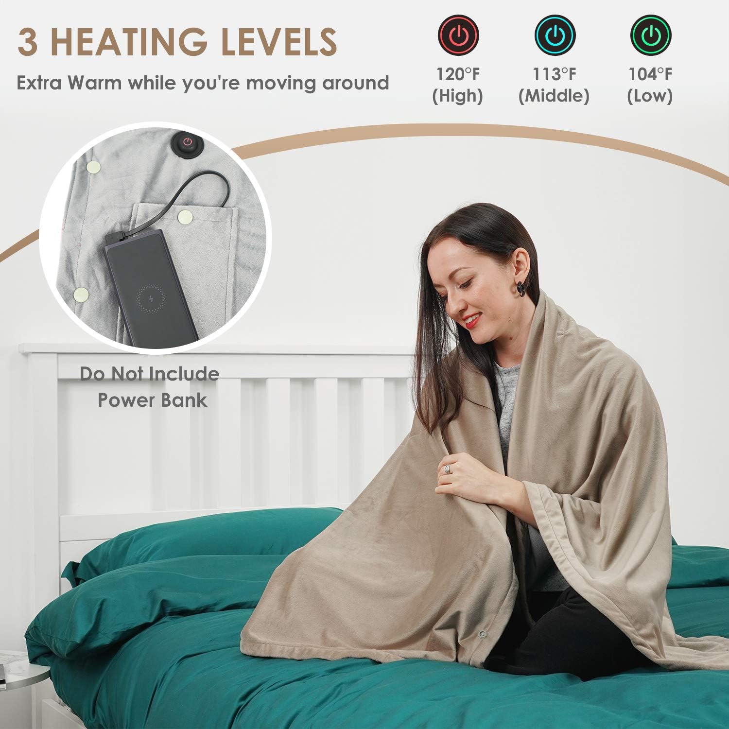 Review Wearable Electric Blanket, Portable Poncho Wrap, Cordless