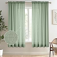 Vista 71 de Melodieux Cortinas semitraslúcidas blancas de 24 pulgadas de largo para cocina, cafetería, dormitorio, ventanas pequeñas, con bolsillo para barra