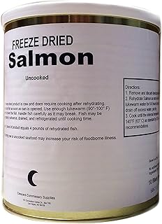 Military Surplus Freeze Dried Salmon Fillets Uncooked 16 Oz Long Shelf Life Emergency Survival Food #10 Can 25+ Year Shelf Life Prepper, Camping and Emergency Supplies Canned Meat Easy Prep Pack of 1