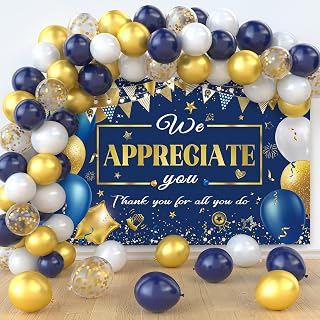 Thank You for All You Do Decorations We Appreciate You Backdrop and Balloons Thank You Banner Appreciation Party Decoration for Employee Staff Teacher Volunteer Graduation Lab Week