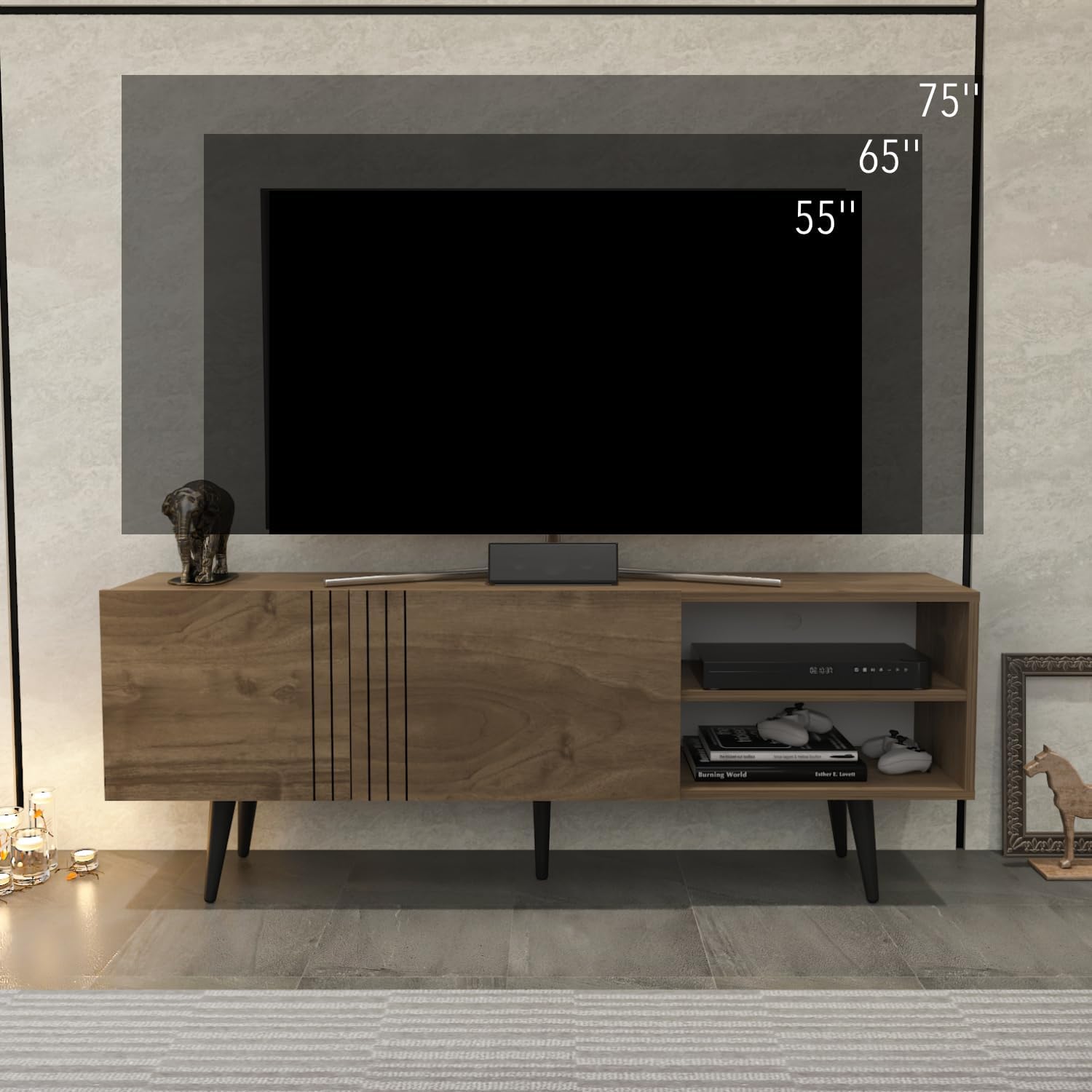 Decorotika Ronas Modern Living Room Set - TV Stand & Coffee Table - Set of 2 (Walnut, Set of 2)
