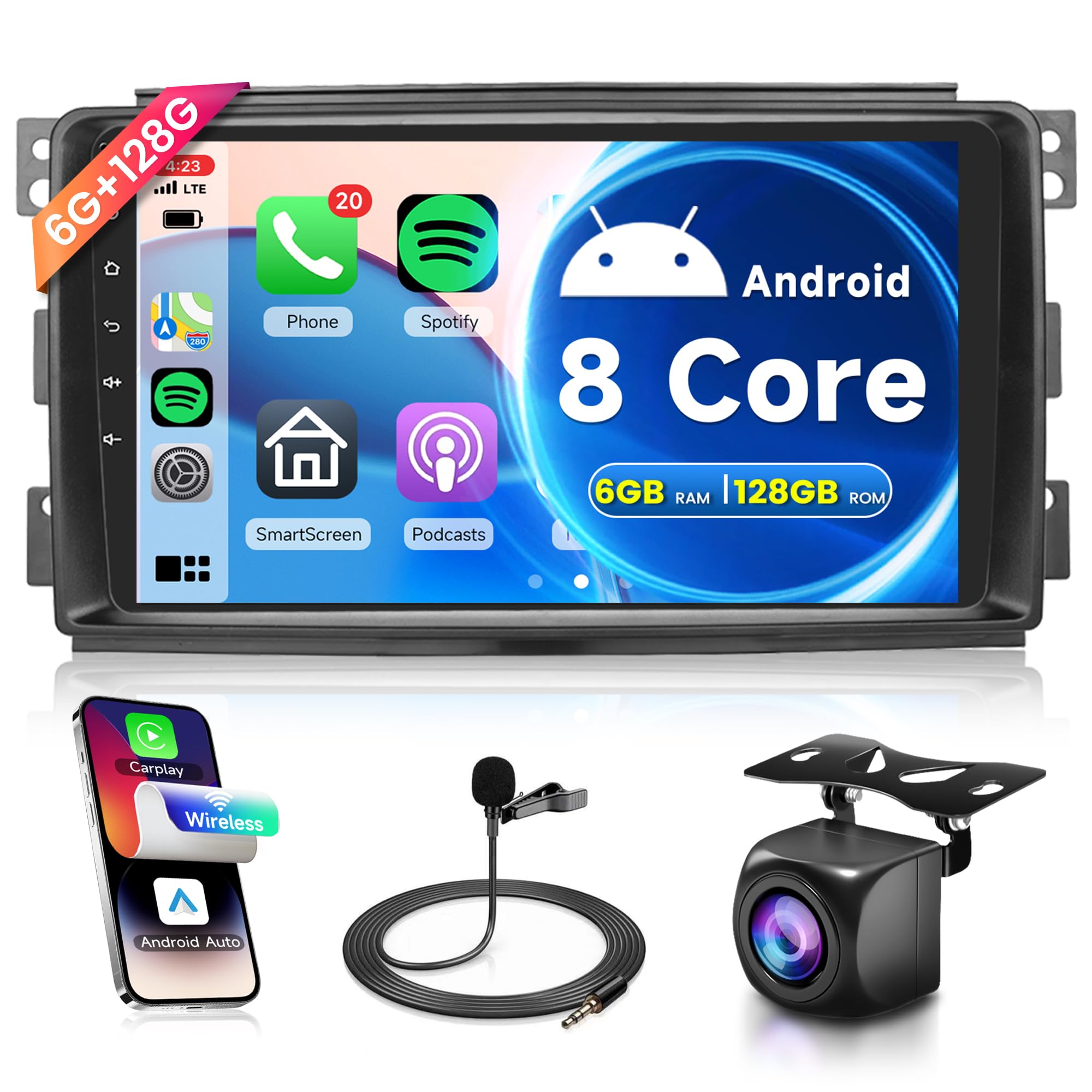 CAMECHO [6+128G 8-Core] Android 15 Autoradio Pour Mercedes Benz B-Class