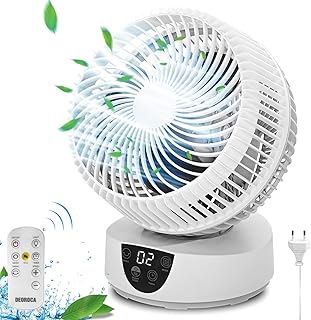 Ventilateur de Bureau, Ventilateur avec Télécommande, Swing Automatique, 9 heures Chronométrées Ventilateurs de Circulation d'air, Pour Chambre, Bureau Refroidissement, Silencieux