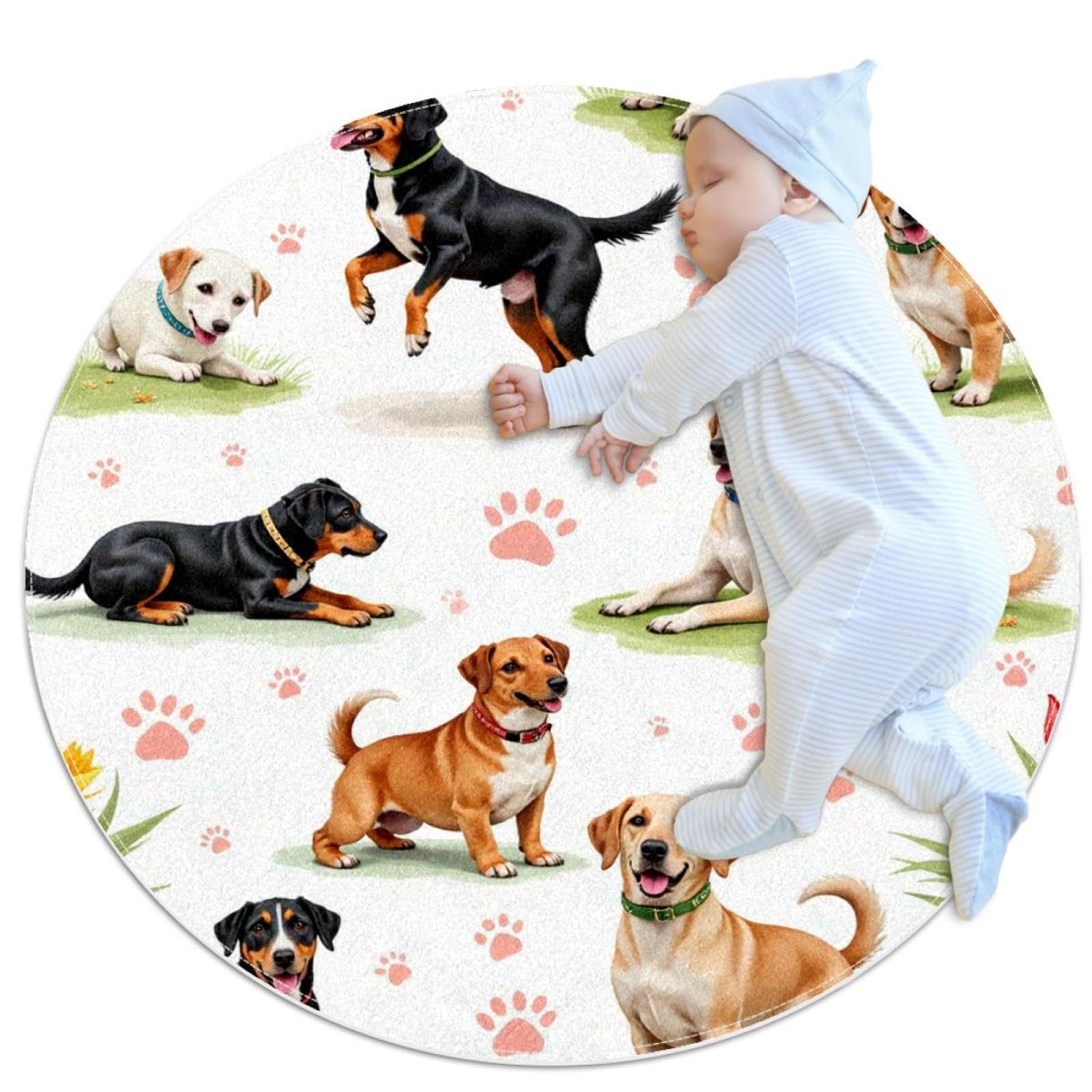 Tapis de salle de bain motif chiens idéal sous le canapé du salon