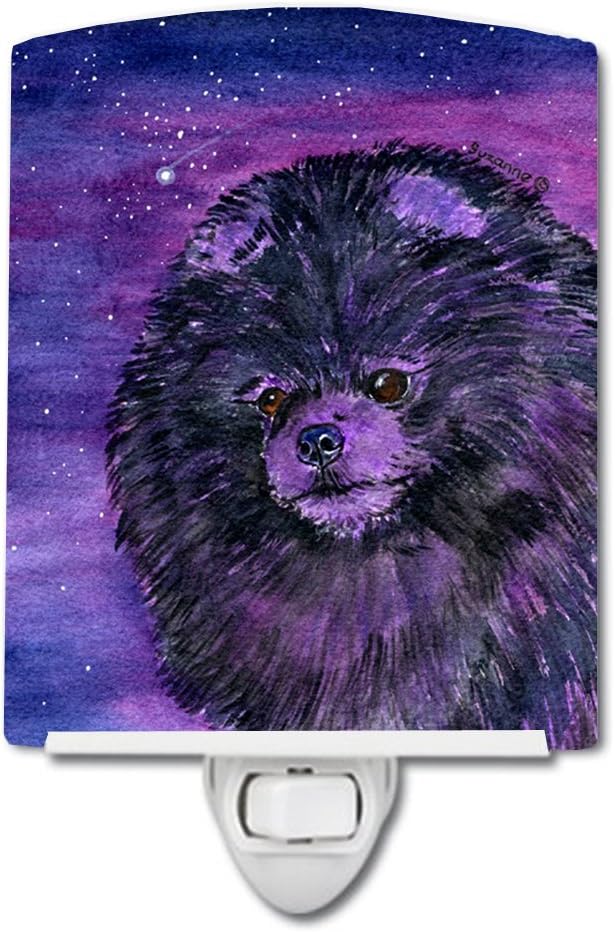 Caroline's Treasures SS8501CNL Starry Night Pomeranian Ceramic Night Light Compact, UL-Certified, Ideal for Bedroom, Bathroom, Nursery, Hallway, Kitchen, 6x4x3, Multicolor