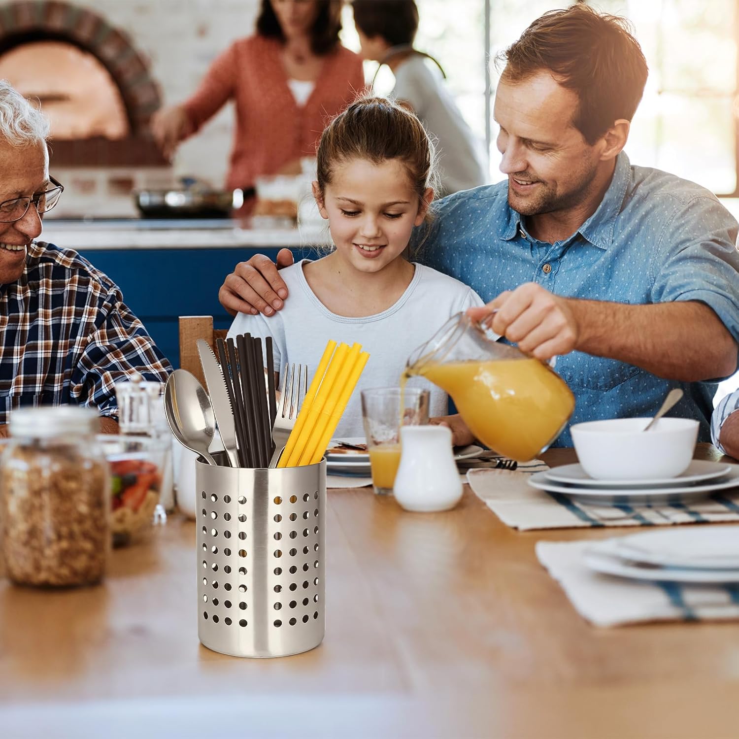 4PCS Stainless Steel Utensil Holder and Utensil Drying Holder, as a Kitchen Countertop Organizer and Silverware Drainer for Daily Home Use