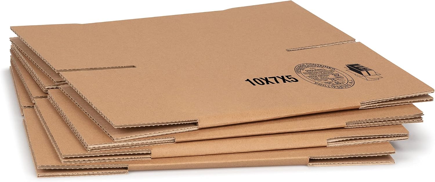 Katouigb Brown Cardboard Shipping Box, 10x7x1E+1 inches, 65 pounds, Pack of 1