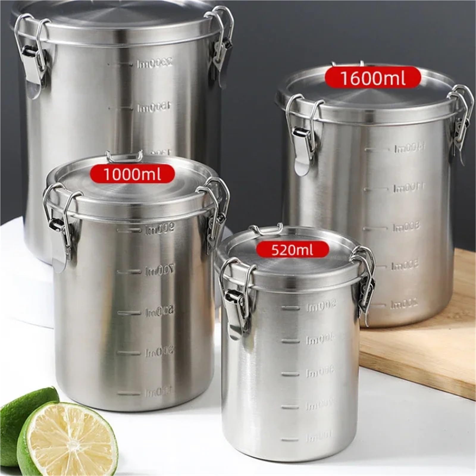 KaffeebohnenbehäLter Aus Edelstahl Körner hermetische Behälter Edelstahl Dichtung versiegelt Container Kaffeebohnen Lagerung luftdicht FüR Kaffeebohnen, Kaffeepulver(1600ml)