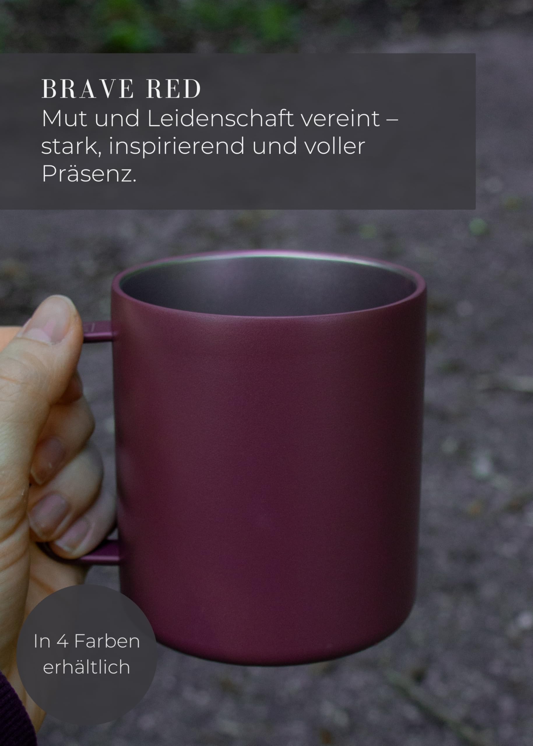 LAMBDA COFFEE® Edelstahl Tasse 2x360ml Thermobecher mit Henkel I Kaffeetasse doppelwandig isoliert I Tassen Set für Camping & Outdoor I Thermo Kaffee Becher (Rot)