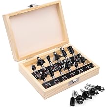 Router Bits 1/4 Inch Shank 12 Pieces, Tungsten Carbide 1/4" Router Bit Set with Wood Box, for Professional and Beginners Carpenter