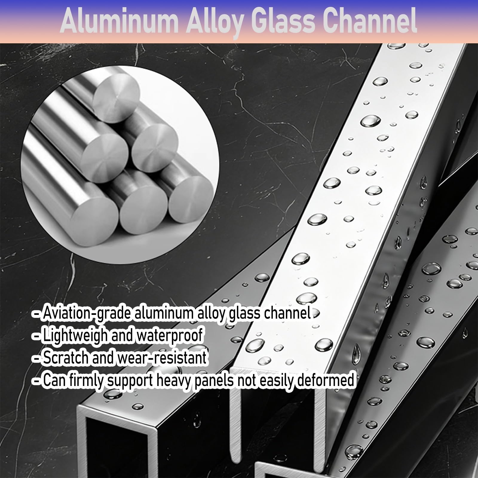 Nowoczesny Wbudowany Kanał U Do Szkła Prysznicowego, Wszechstronny Stop Aluminium Szkło Kanał U, Wodoodporny Promień Paneli Wannowych(Silver,L1.5m W10.5mm)