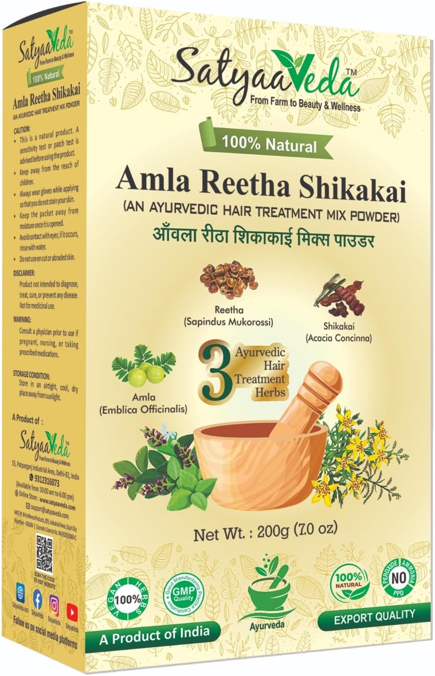 Amla, Reetha, Shikakai Powder for Hair | Herbal Hair Mask & Natural Cleanser | Hair Strengthening, Thickness & Density | Controls Dandruff | 100% Natural, Chemical-Free, No Preservatives
