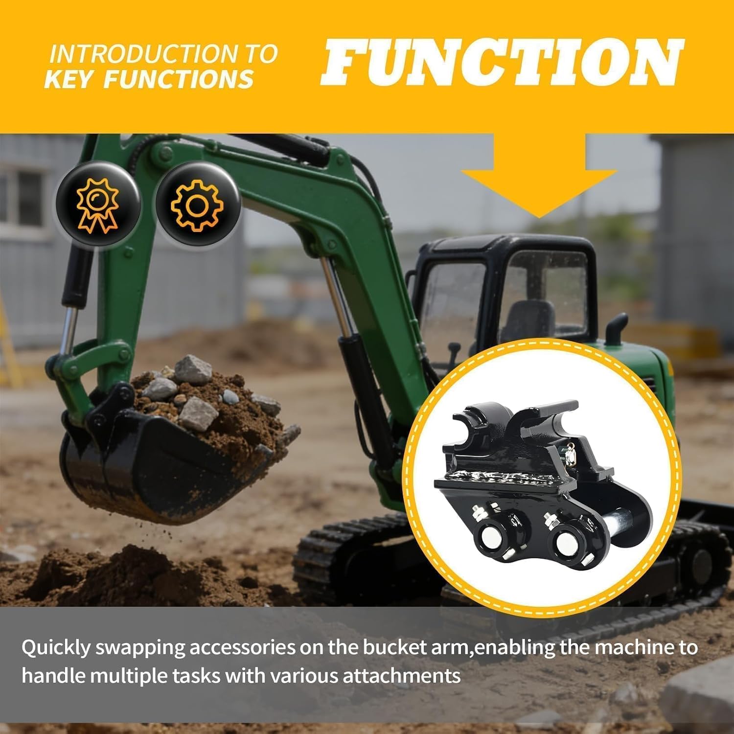 Mini Excavator Mannual Quick Hitch Coupler 25mm Pin Compatible with 0.6 0.8 1.3 1.5 2.0 Ton Quick Change Hitch Span Attachments Center Wheelbase 90mm/3.54in