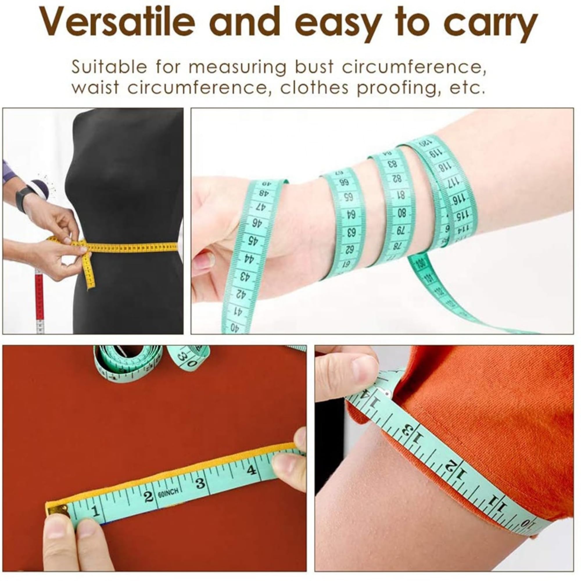 ADW CRAFT'S® Inch Tape for Measurement (20mm, 1.5 Meter) – PVC Fiberglass, Inch Tape for Tailoring & Body Measurement 4