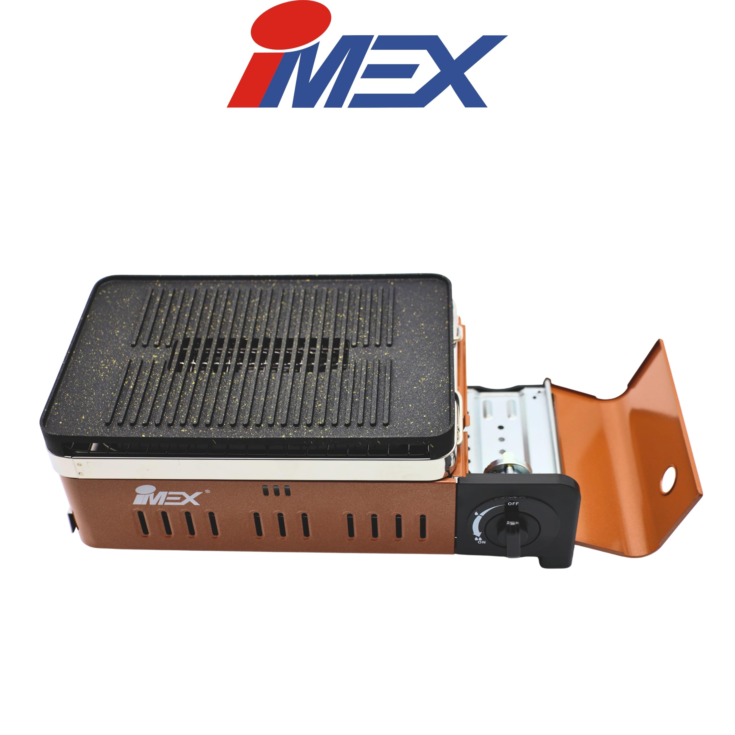 IMEX Camping Gasgrill – Reisegrill mit Transporttasche, Tragbarer BBQ Tischgrill für Butangas, Ideal für Reisen, Camping & Outdoor Barbecue BDZ-Q3000