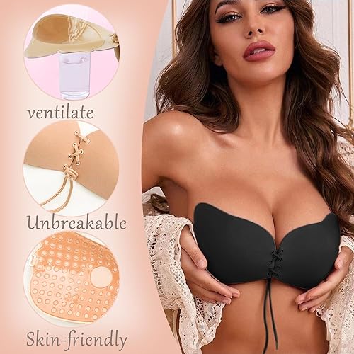 Miniatura 6 de Rodnsurw Brasier adhesivo invisible sin tirantes para mujer, sujetadores adhesivos con realce y espalda descubierta con pezón y cinta adhesiva
